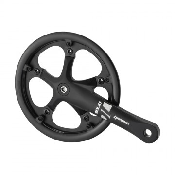 Angrenaj prowheel Solid-246P-F  alu  negru  170mm  3/32x46T otel  neagra  cu CG plastic negru (foaie schimbabila) OEM